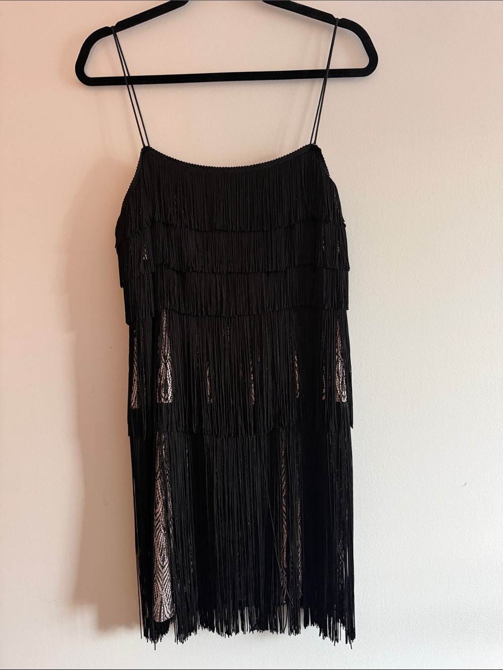Phoebe Couture Black Fringe Mini Dress